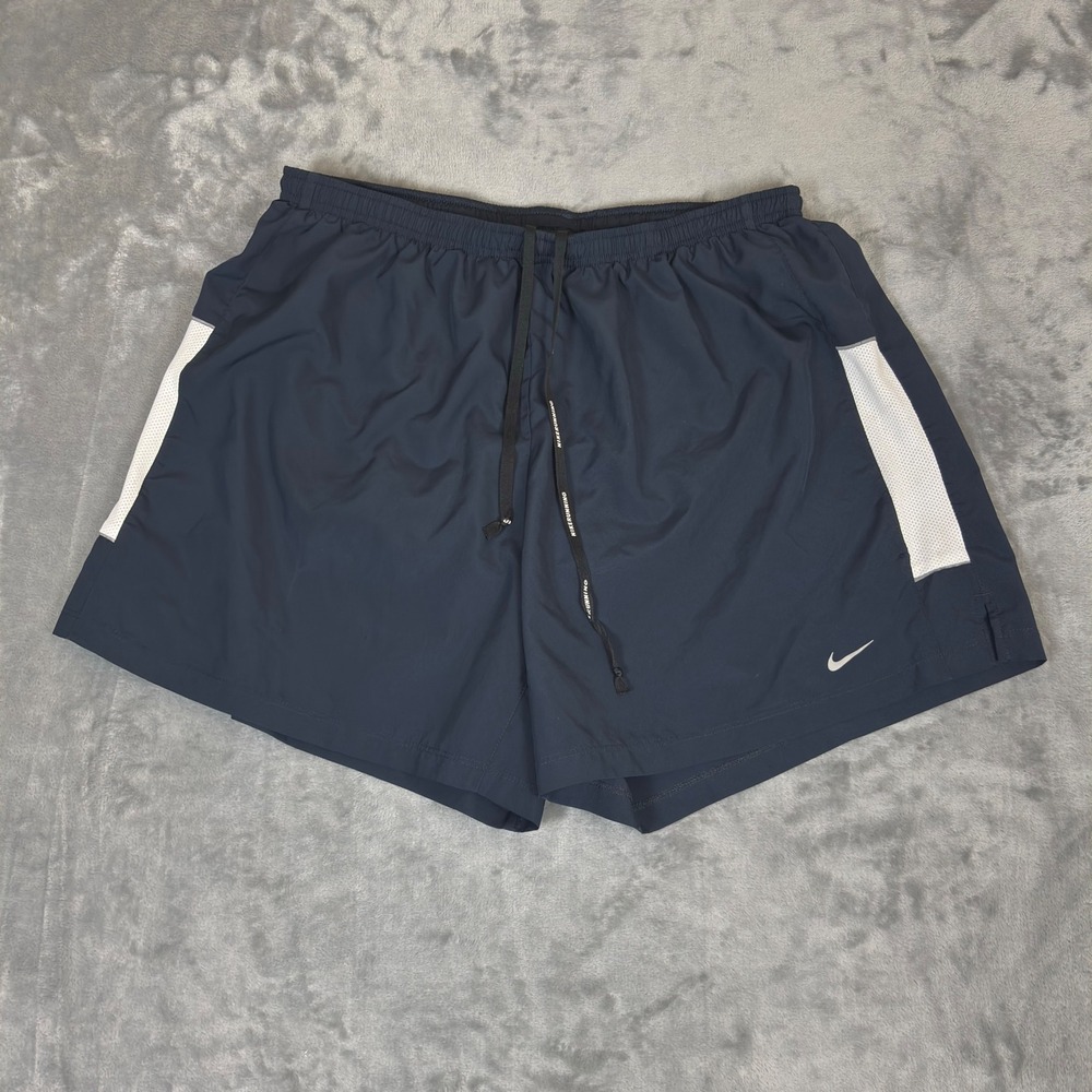 Nike Running Shorts Mens XL Navy Blue Dri-FIT Lined 5" Inseam Gym Activewear